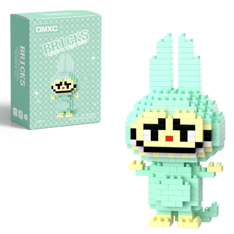 Конструктор фигурка BRICKS пиксели Лабубу 251 деталей Бирюзовая (L2015-2)