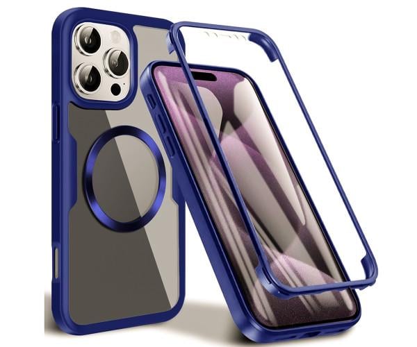 Чехол Double Shield 360 with Ring для iPhone 16 Pro Синий