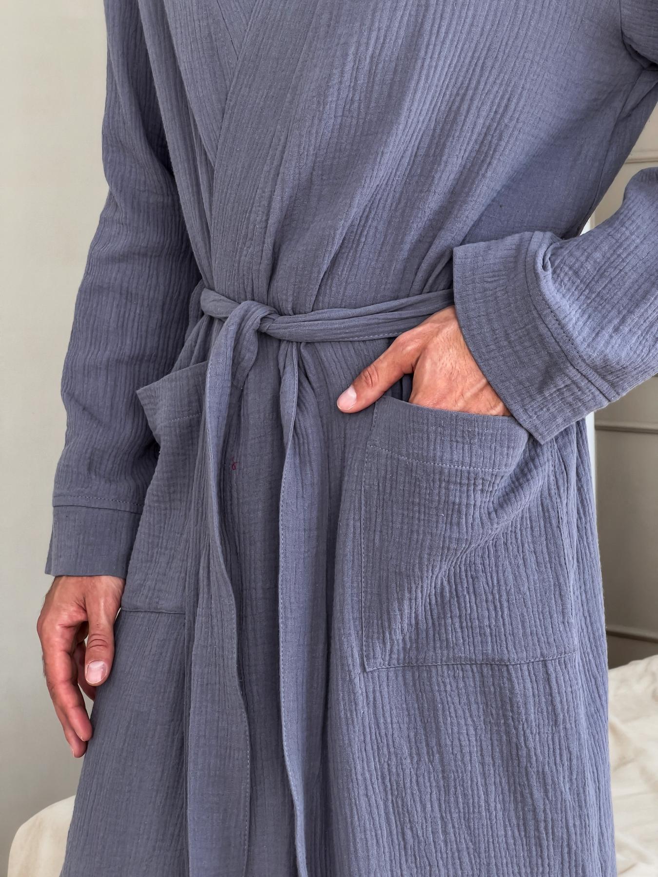 Халат летний мужской COSY Estet из муслина S Темно-серый (M50) - фото 4 Халат летний мужской COSY Estet из муслина S Темно-серый (M50) - фото 4