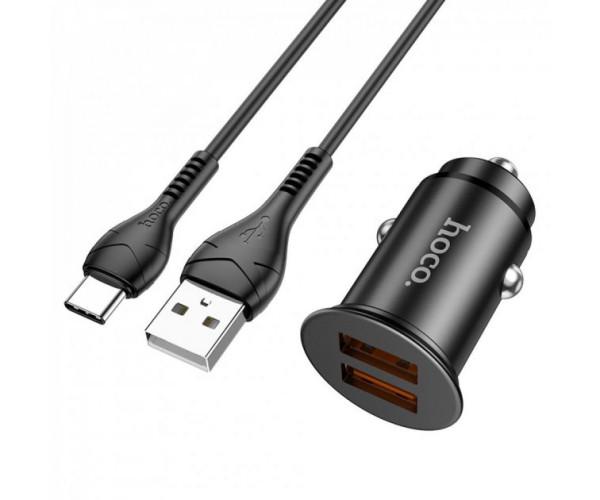Зарядний пристрій автомобільний Hoco NZ1 36W QC3.0 Type-C 1 м Black
