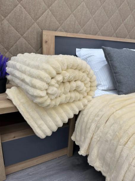 Покрывало велсофт Шарпей в полоску 200х230 см Кремовый (87-108) - фото 5 Покрывало велсофт Шарпей в полоску 200х230 см Кремовый (87-108) - фото 5