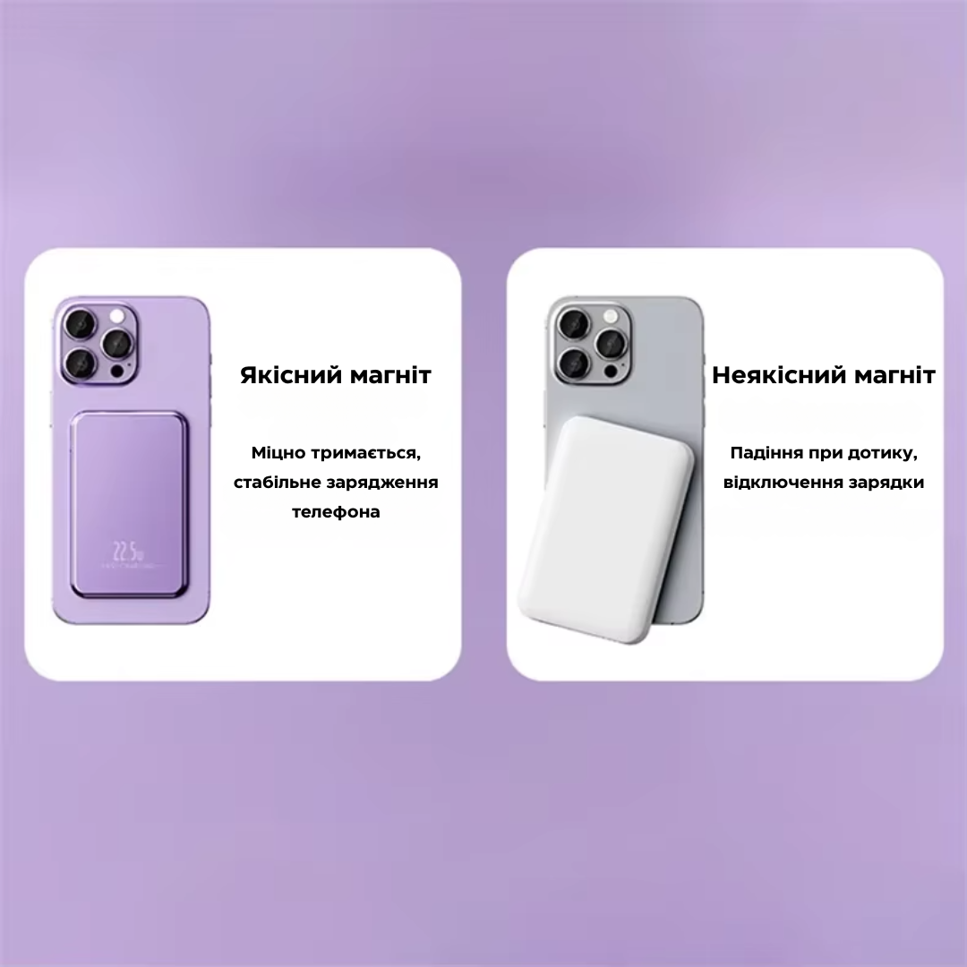 Повербанк бездротовий з магнітним кріпленням Type-C 20000 мАг 20 Вт Black - фото 4 Повербанк бездротовий з магнітним кріпленням Type-C 20000 мАг 20 Вт Black - фото 4