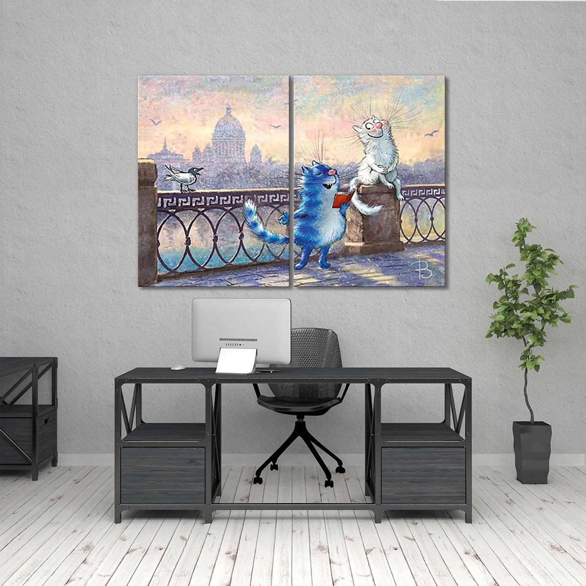 Модульная картина Чтение стихов 2 модуля 50x75 см