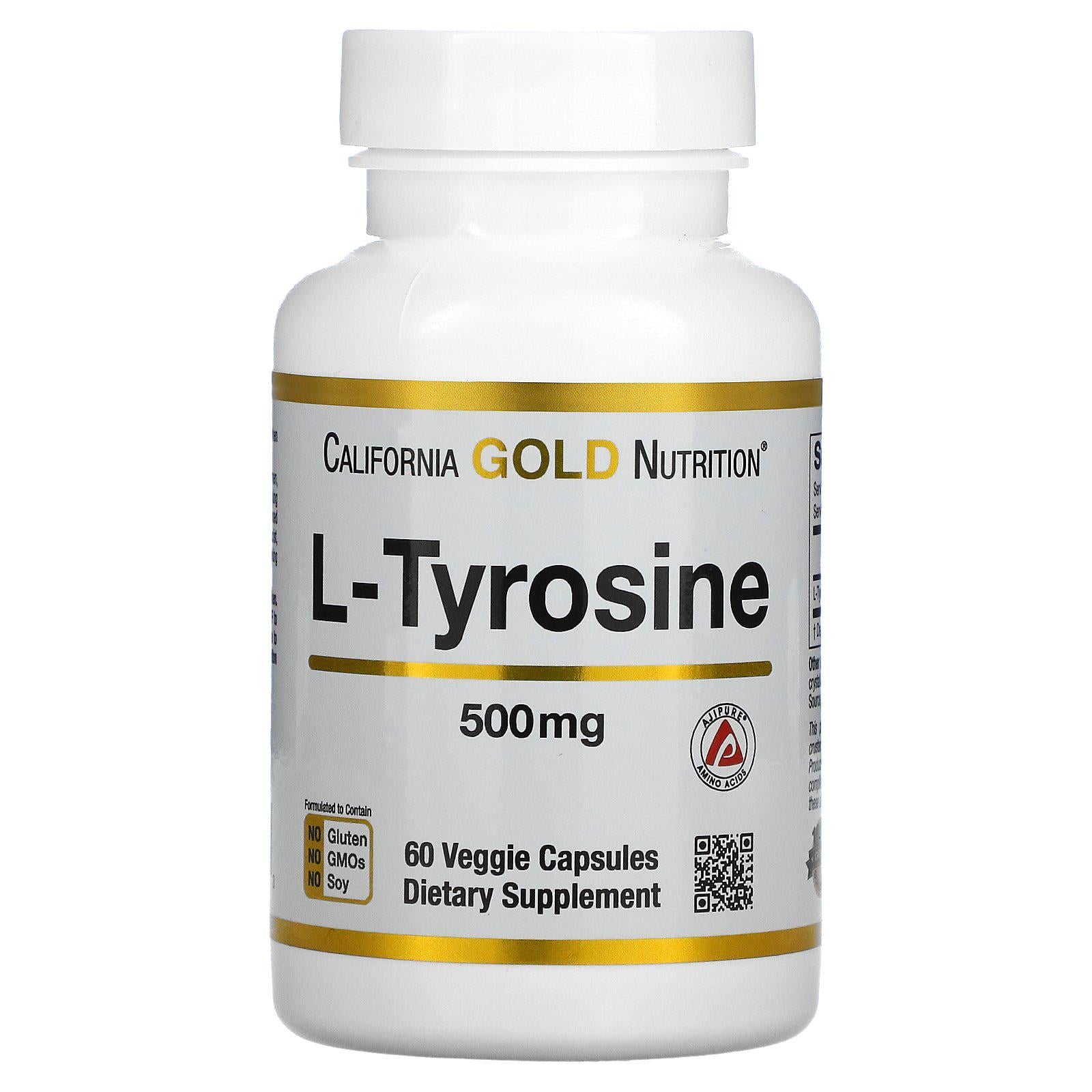 Аминокислоты California Gold Nutrition L-Tyrosine AjiPure 500 мг 60 капсул