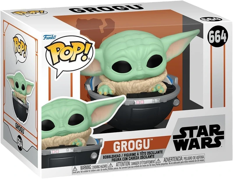 Ігрова фігуркаМалюк Ґрогу у візочку Funko POP Star Wars The Mandalorian Grogu in Hover Pram 664 (18728)