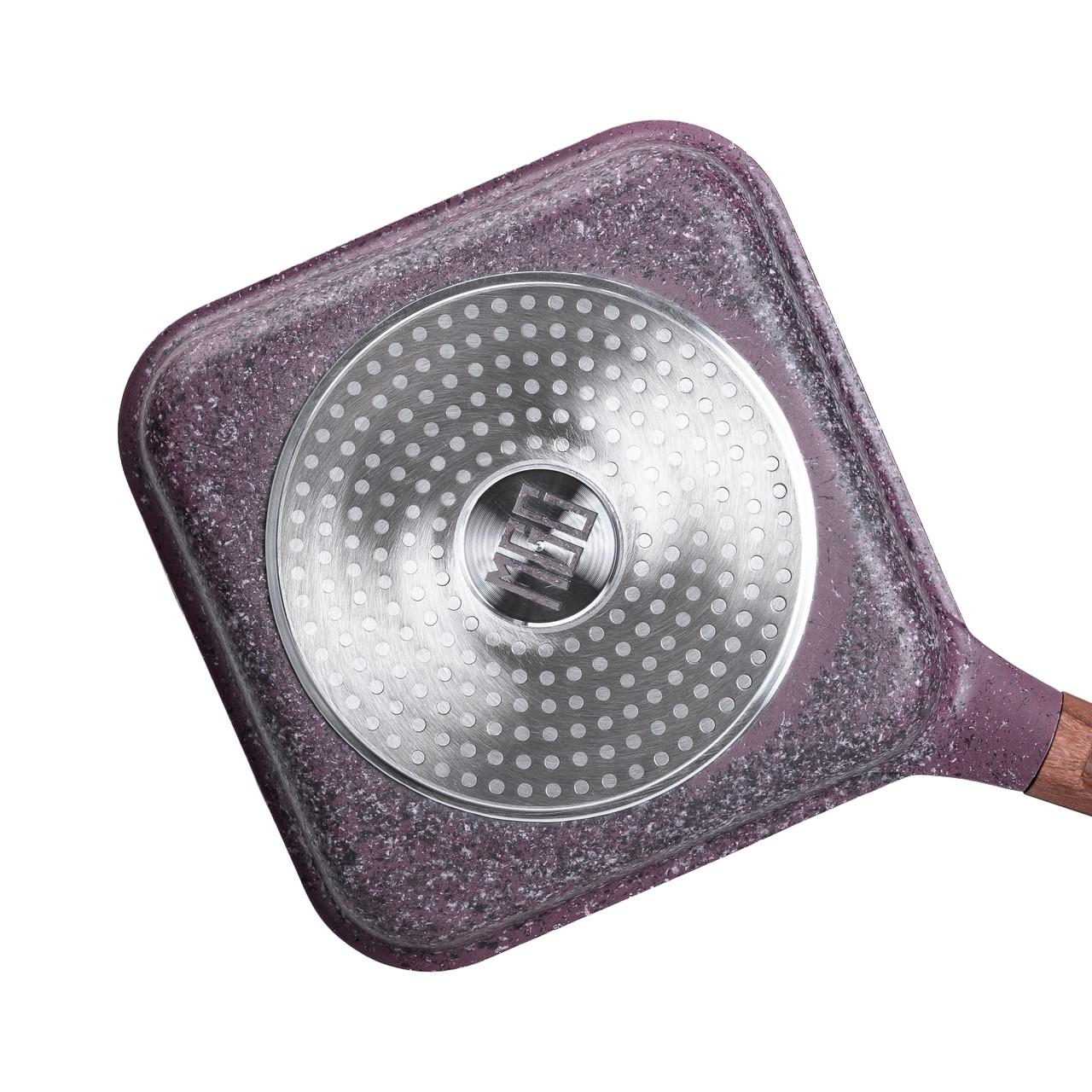 Сковорода-гриль алюминиевая MGC квадратная 2,5 л с антипригарным покрытием 24 см Purple - фото 3