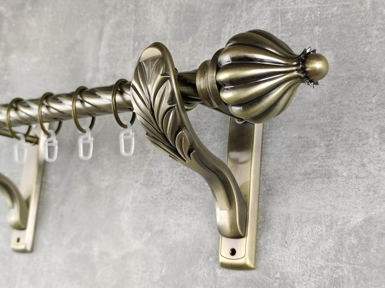 Карниз MStyle металлический для штор однорядный Таджа 25 мм крученый 160 см Антик (5011034)