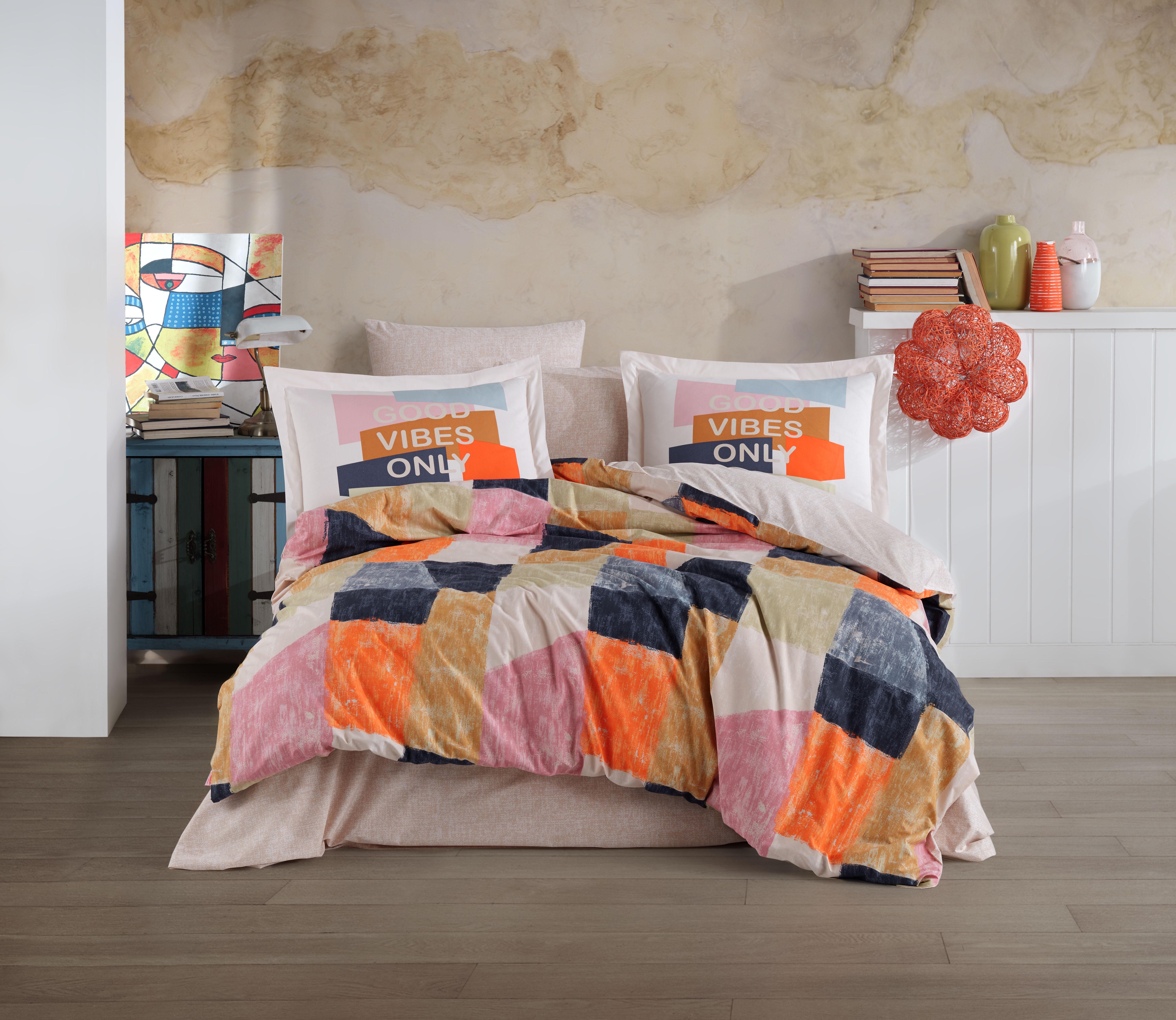 Комплект постельного белья Hobby Poplin Bermuda 160х220/50х70 см Оранжевый