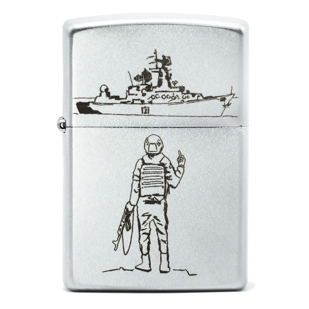 Комплект ZIPPO Зажигалка 205-RVK бензин/кремины Classic satin Chrome