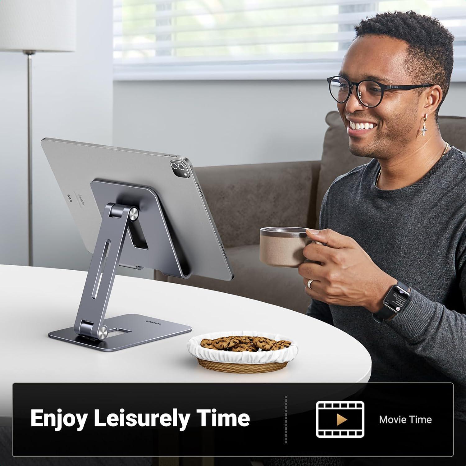 Подставка для телефона/планшета UGREEN настольная металлическая складная алюминиевая Серый (15608) - фото 10