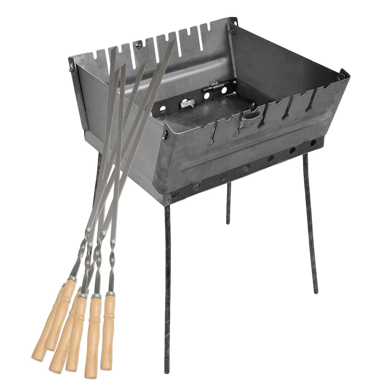 Мангал-чемодан 2 мм 370х350х160 мм с шампурами 6 шт.