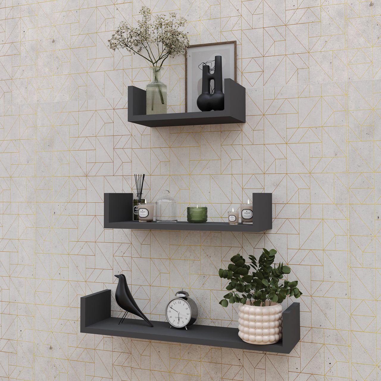 Набор полочек настенных 60х45х30 см 3 шт. Антрацит (GT-37)