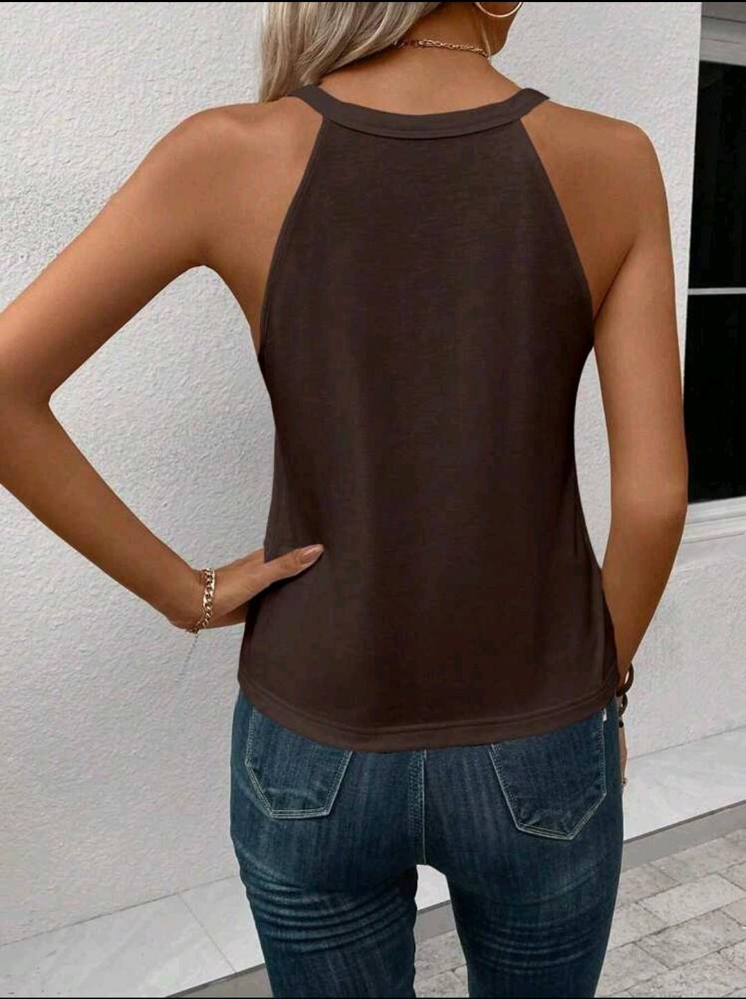 Майка женская Floral Feather Heart Pattern S/M Коричневый (27319182) - фото 4