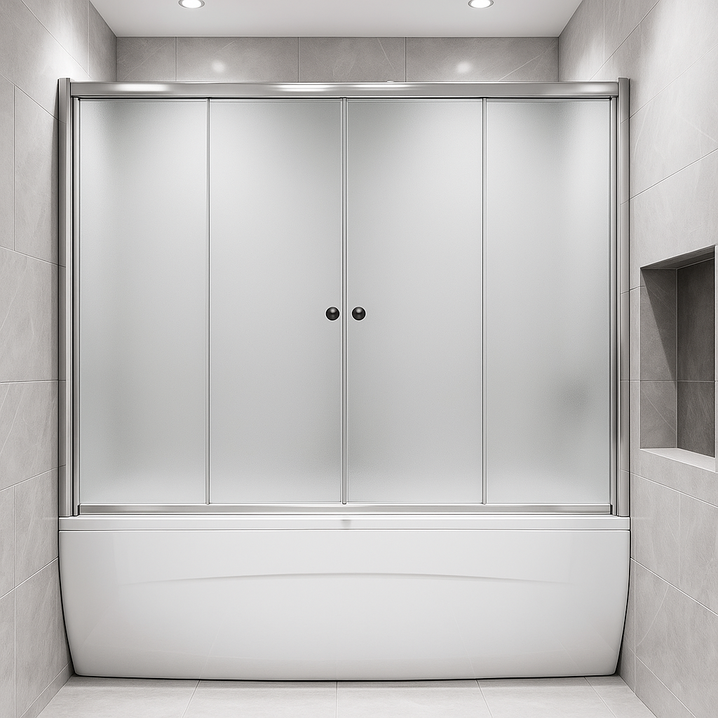 Штора на ванну скляна KO&PO F 150 S розсувні двері матове скло 150х140 см Сатин (C10639)