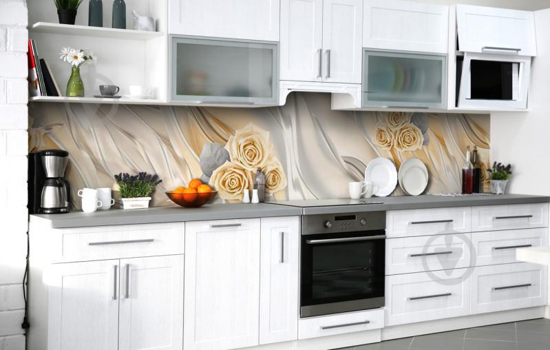 Скинали на кухню Zatarga «Шёлковые розы» 600х2500 мм виниловая 3Д наклейка кухонный фартук самоклеящаяся Скинали на кухню Zatarga «Шёлковые розы» 600х2500 мм виниловая 3Д наклейка кухонный фартук самоклеящаяся