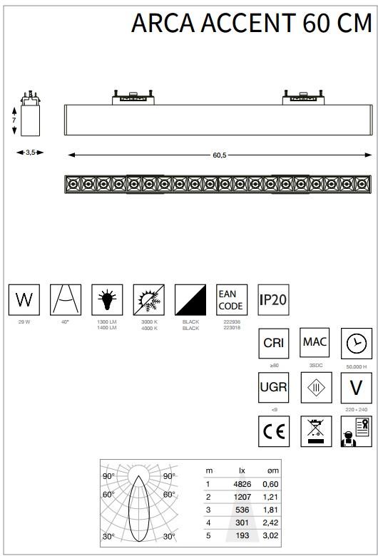 Светильник магнитный Ideal Lux Arca Accent 60 Cm 3000K (222936) - фото 4 Светильник магнитный Ideal Lux Arca Accent 60 Cm 3000K (222936) - фото 4