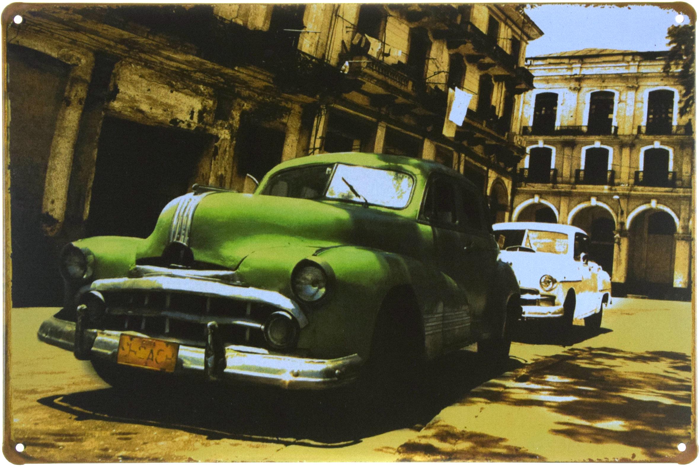 Табличка металлическая Cuba Green Car 20x30 см