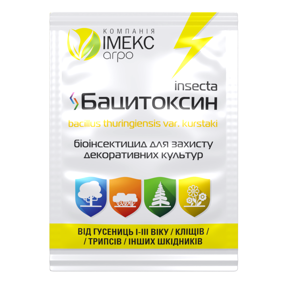 Інсектицид Імекс Агро Bacillus thuringiensis БАЦИТОКСИН Біологічний інсектицид для захисту культур від лускокрилих шкідників 10 г (25507175)