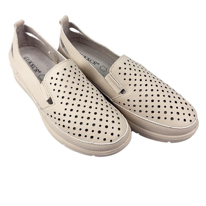 Мокасины женские перфорированная кожа 20209-1 р. 40 25,5-26 см Бежевый