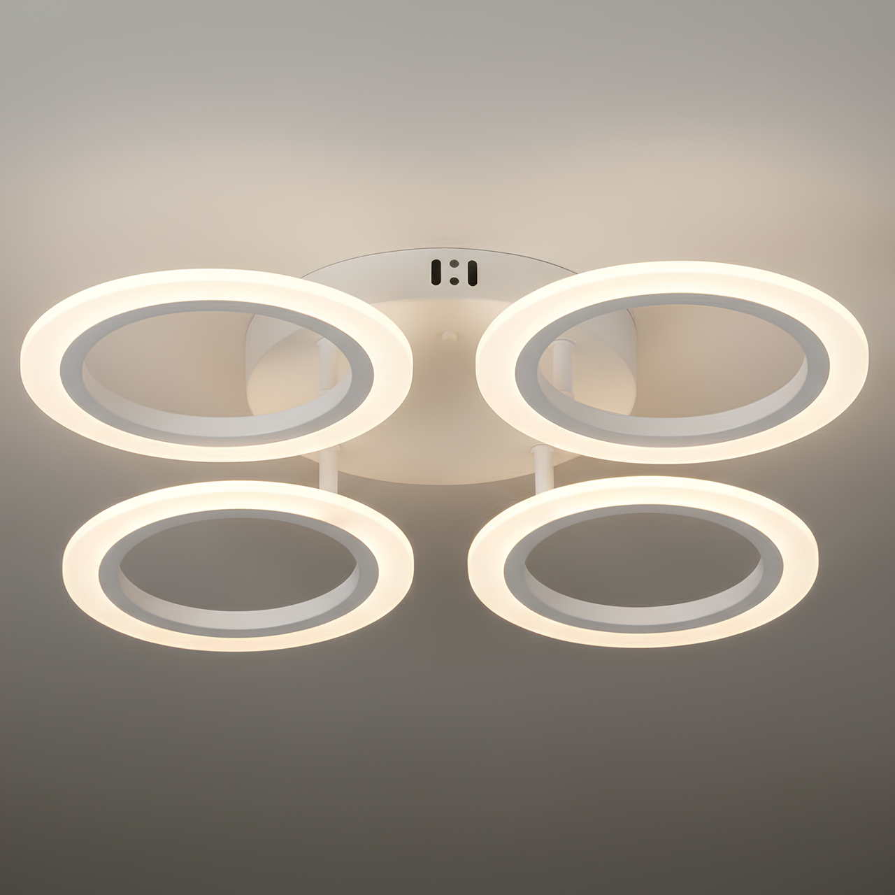 Люстра светодиодная Valeso 56W с четырьмя рассеивателями из акрила 3000-6500K Белый (G 2716/4 WT)