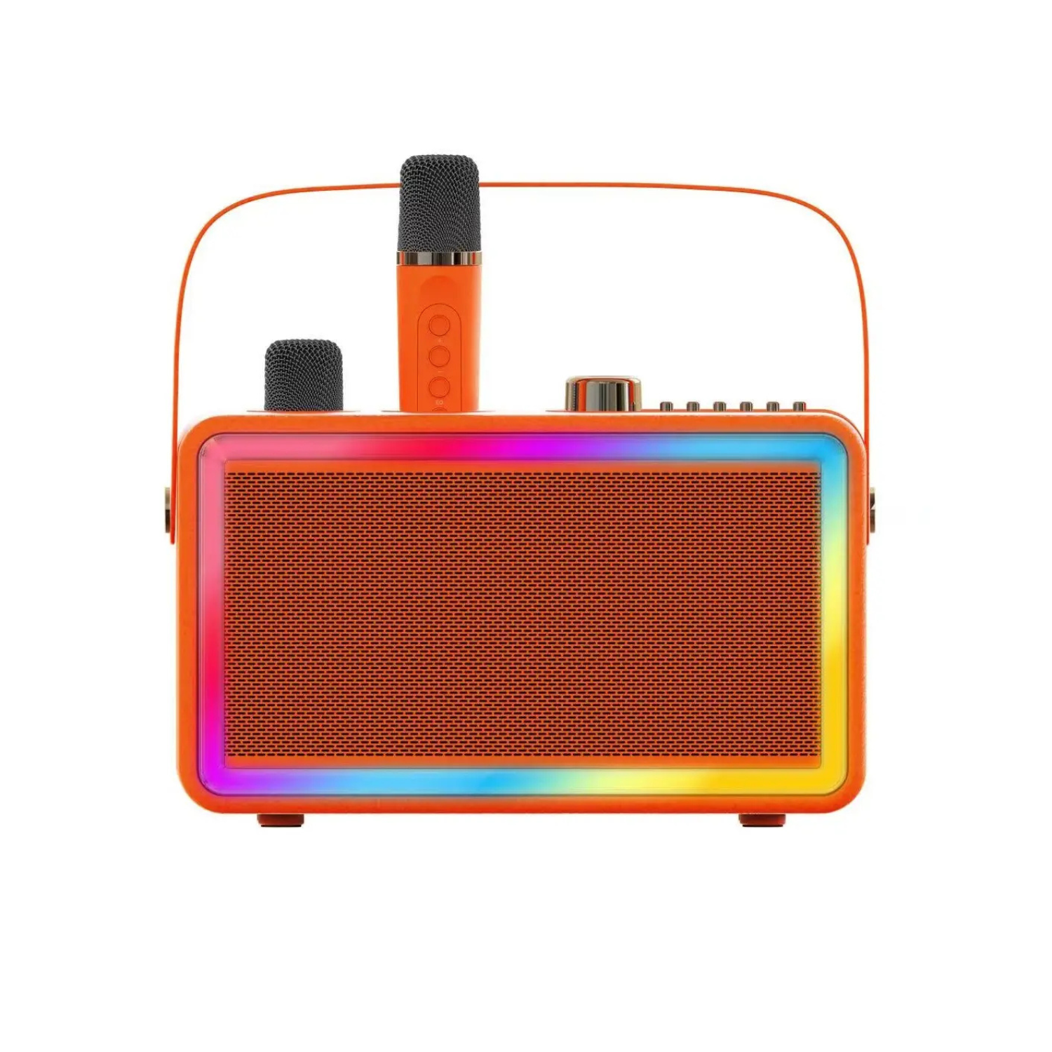 Караоке система портативная bluetooth sdrd sp500 на два беспроводных микрофона со стерео звуком изменением голоса и led подсветкой Оранжевый
