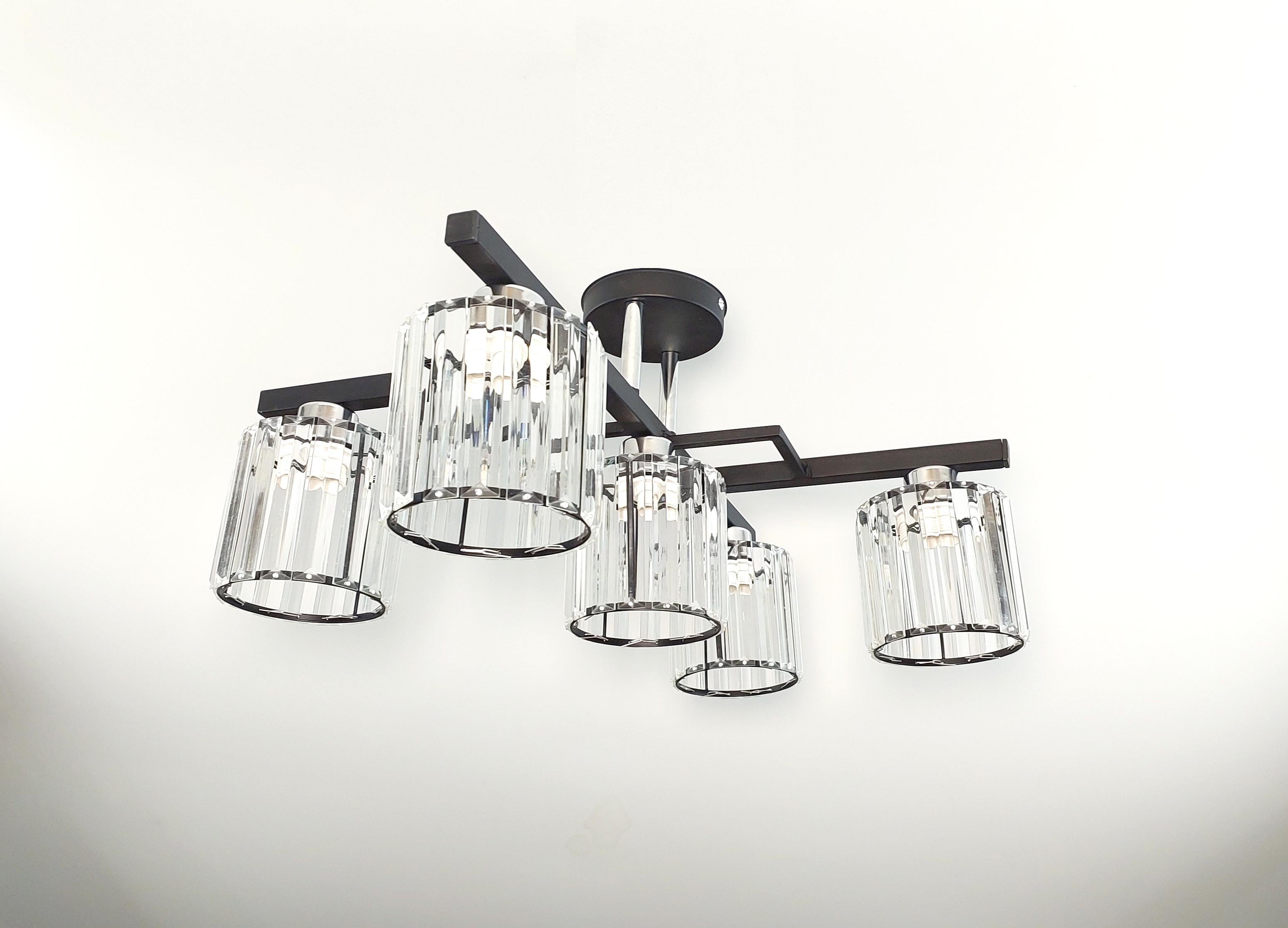 Люстра потолочная Хай-тек 1279/5 на 5 плафонов металлическая Черный