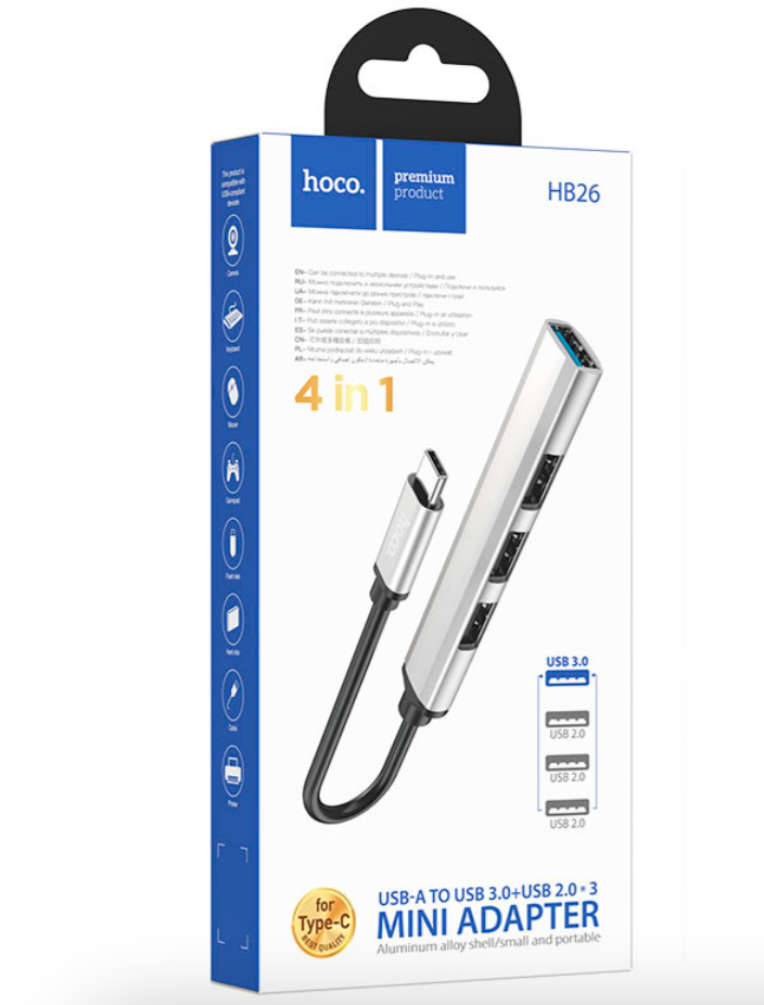 USB-hub 4в1 Hoco HB26 USB-hub 4в1 Hoco HB26