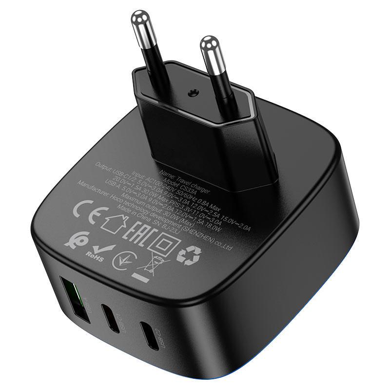 Зарядка швидка Hoco CS33A QC3.0 30W USB/2 Type-C Black (36796) - фото 4