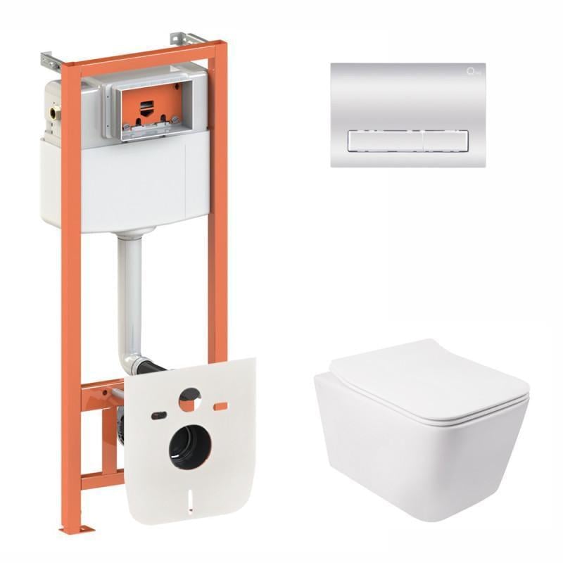 Инсталляция Q-tap 3в1 Nest QT0133M425 с панелью смыва QT0111M08381CRM + унитаз с сиденьем Crow QT05335170W (10424)