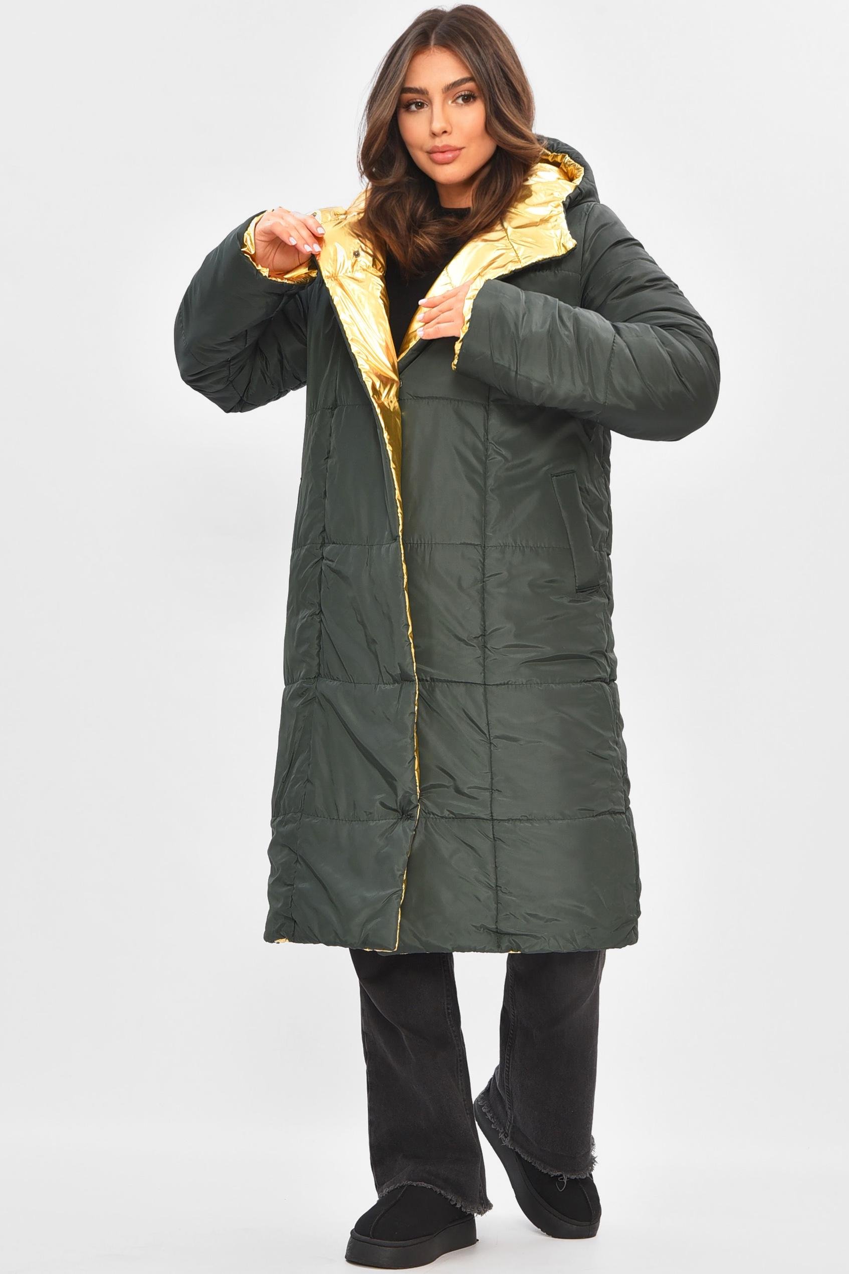 Куртка жіноча демісезонна двостороння L Золотистий (205279)