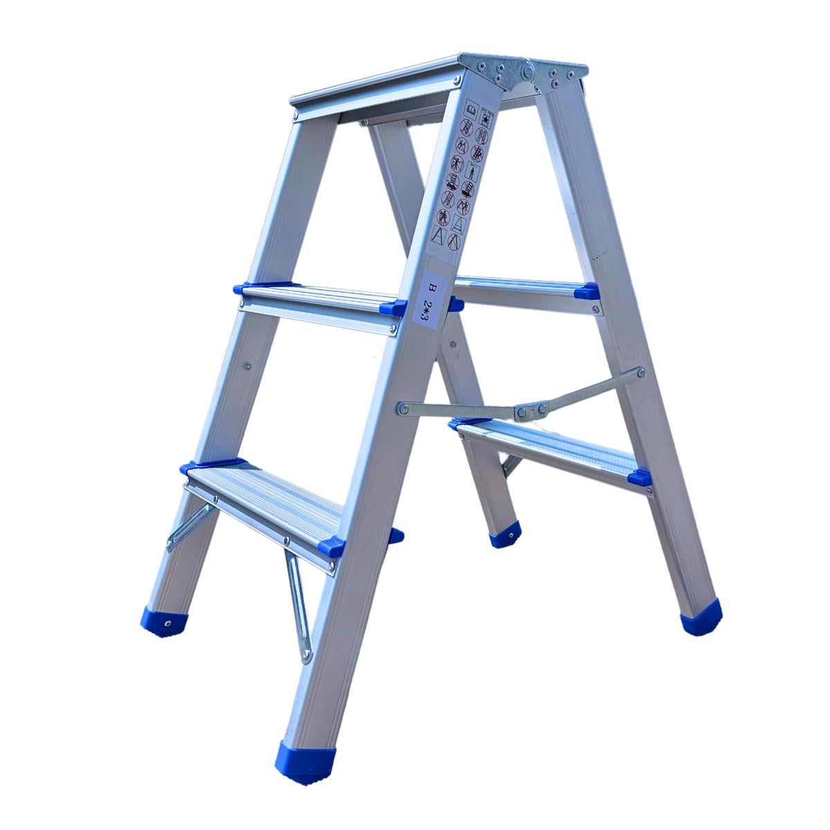 Лестница алюминиевая двусторонняя Dozer с 2х3 ступеньками 64 см Лестница алюминиевая двусторонняя Dozer с 2х3 ступеньками 64 см