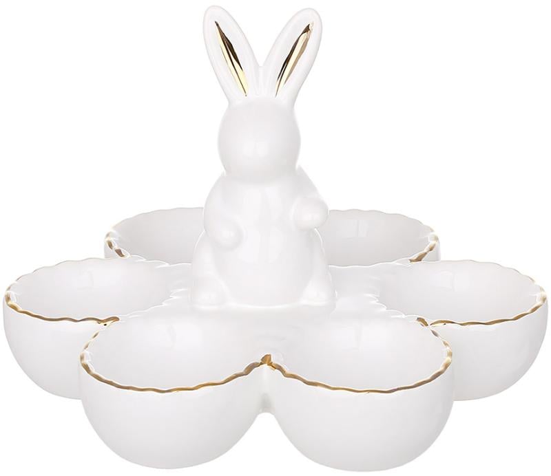 Блюдо пасхальное для 6-ти яиц Зайка 18 см Белый Блюдо пасхальное для 6-ти яиц Зайка 18 см Белый