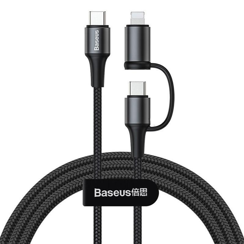 Кабель Baseus CATLYW-H01 Twins Cable Type-C to Type-C/Lightning 60W 3A 1 м Black