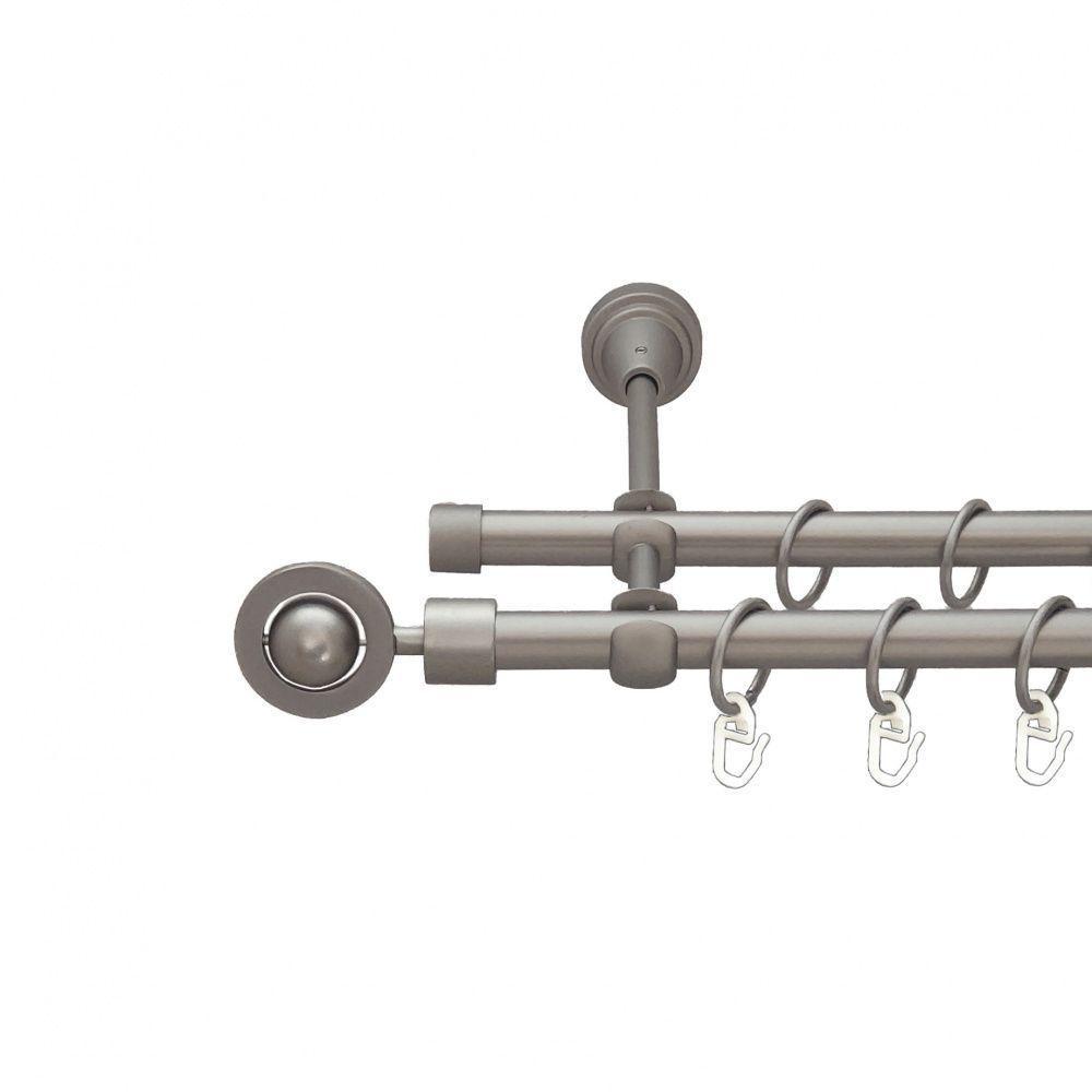 Карниз для штор Orvit Пополо двухрядный гладкий 16\16 мм 300 см Сатин (6098985)