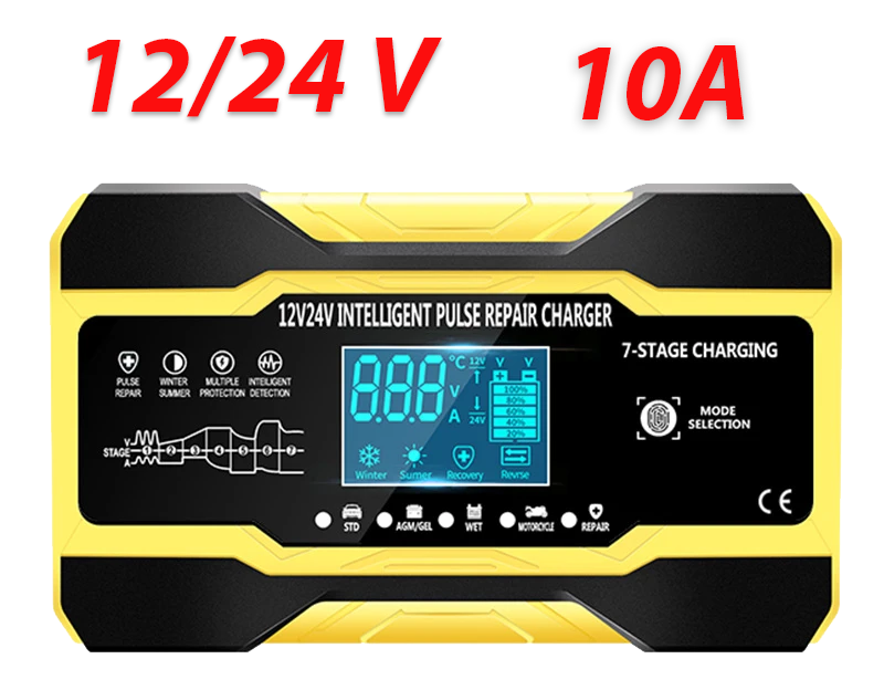 Зарядний пристрій для автомобільного акумулятора 12/24 V 10A автоматичний імпульсний з функцією десульфації - фото 3