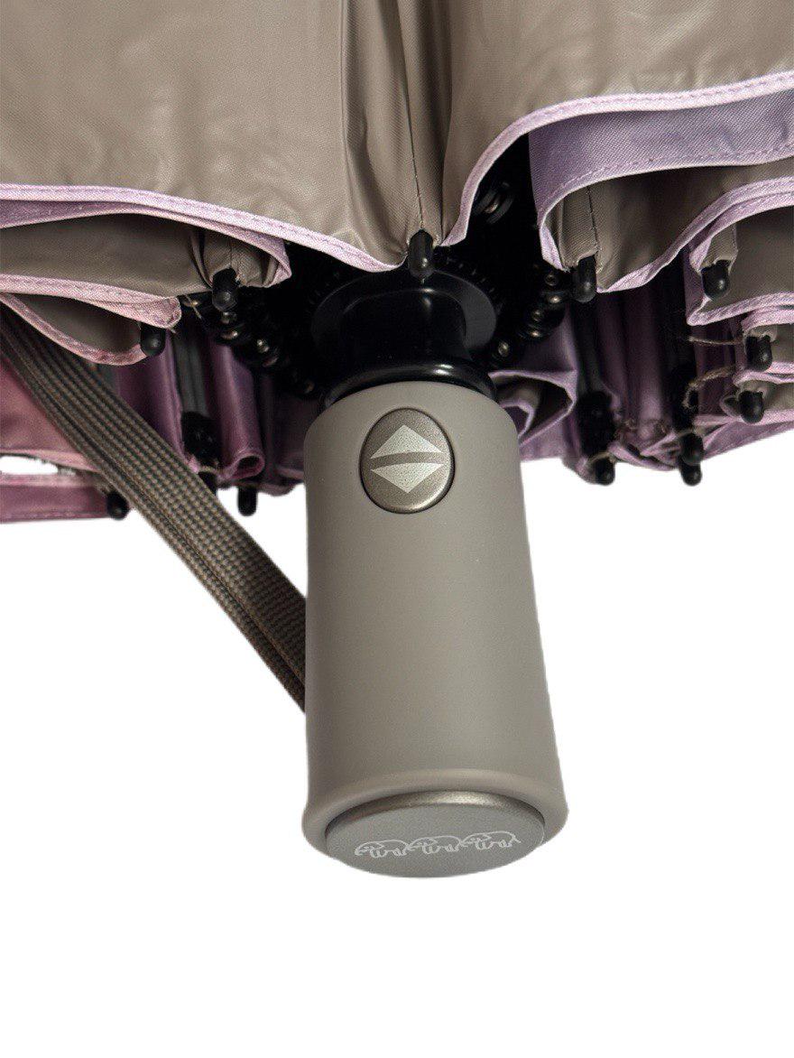 Парасолька-автомат жіноча Три Слона з квітами та однотонним куполом 16 спиць антивітер Бежевий (7569/5) - фото 6