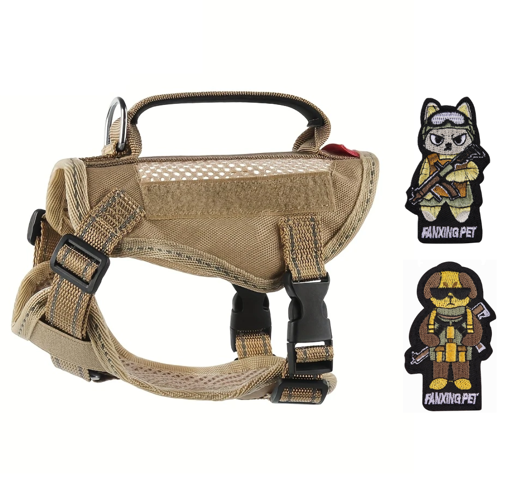 Шлея для кота Fanxing Pet cветоотражающий жилет с ручкой M Коричневый