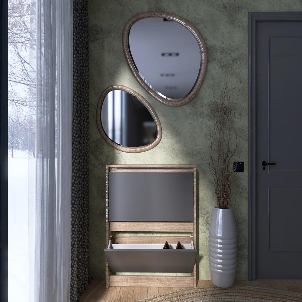 Тумба для обуви в прихожую Эверест Сити-160-2 70,2х16х95,8 см Дуб сонома/Графитовый (EVR-071088) - фото 5 Тумба для обуви в прихожую Эверест Сити-160-2 70,2х16х95,8 см Дуб сонома/Графитовый (EVR-071088) - фото 5