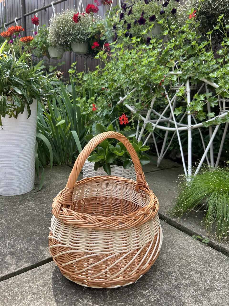 Корзина плетеная Сімейний Затишок из лозы ручная работа Белый/Коричневый - фото 2 Корзина плетеная Сімейний Затишок из лозы ручная работа Белый/Коричневый - фото 2