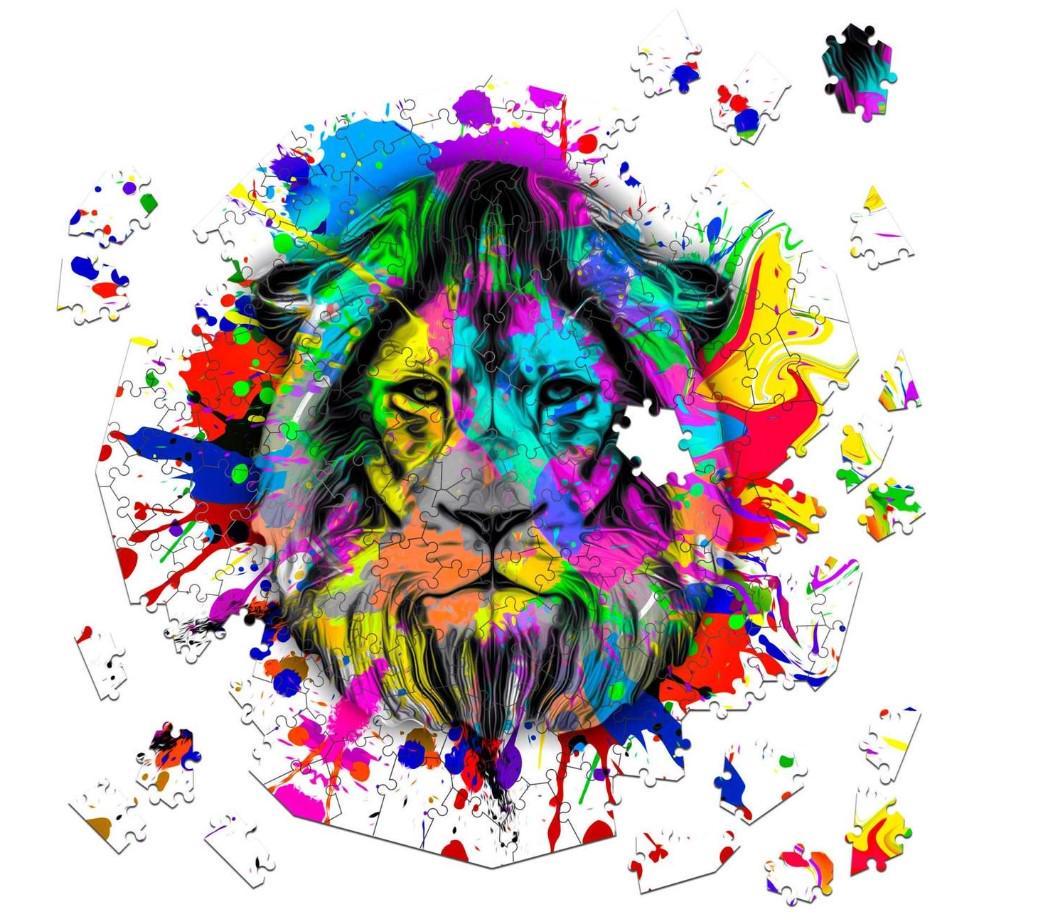 Пазл дерев'яний фігурний TheGravix Графіті Тварини Лев 146 деталей