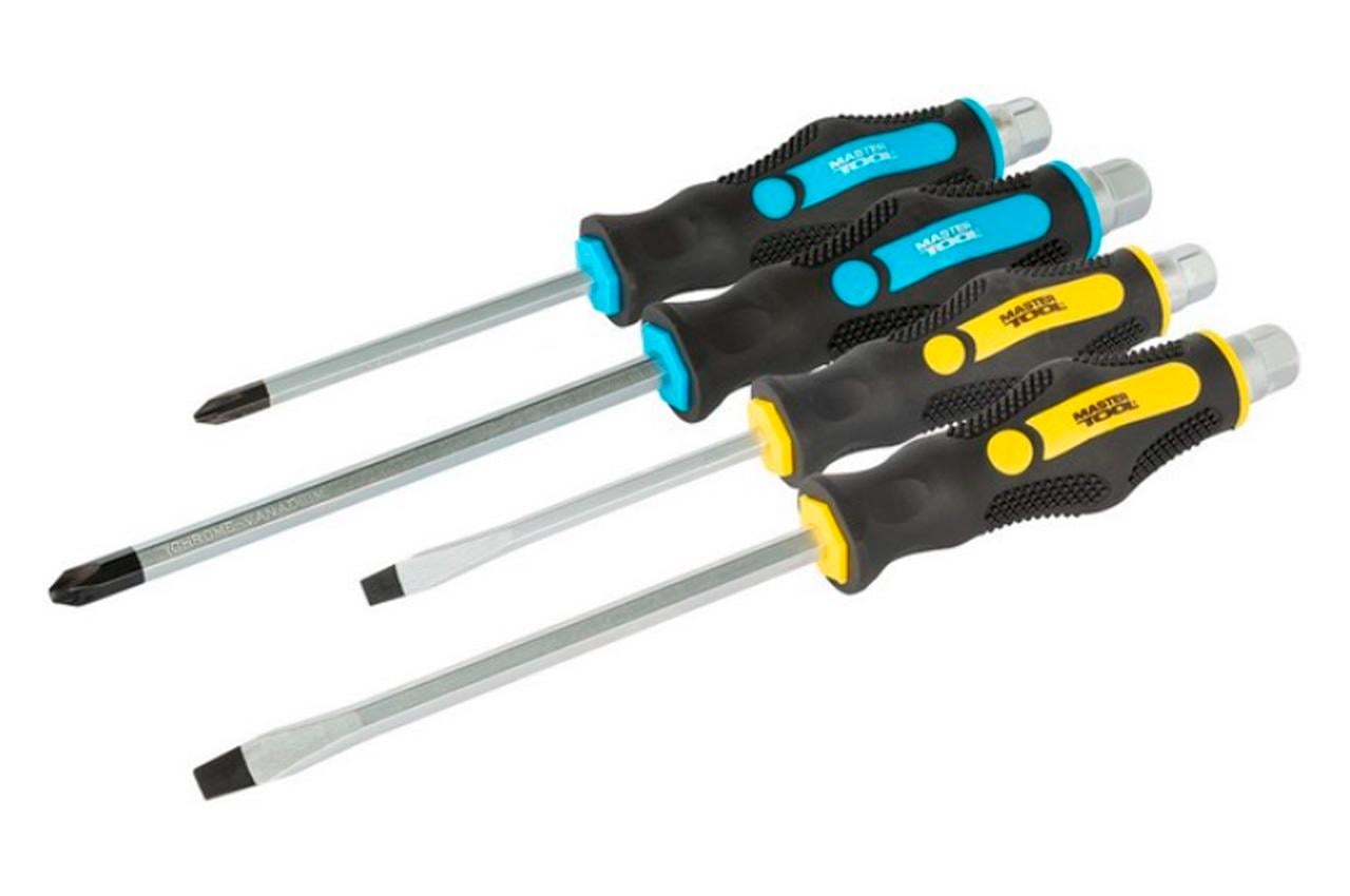 Набір викруток ударних Mastertool PH2 x PH3 x SL6 x SL8 4 шт. (40-1154)