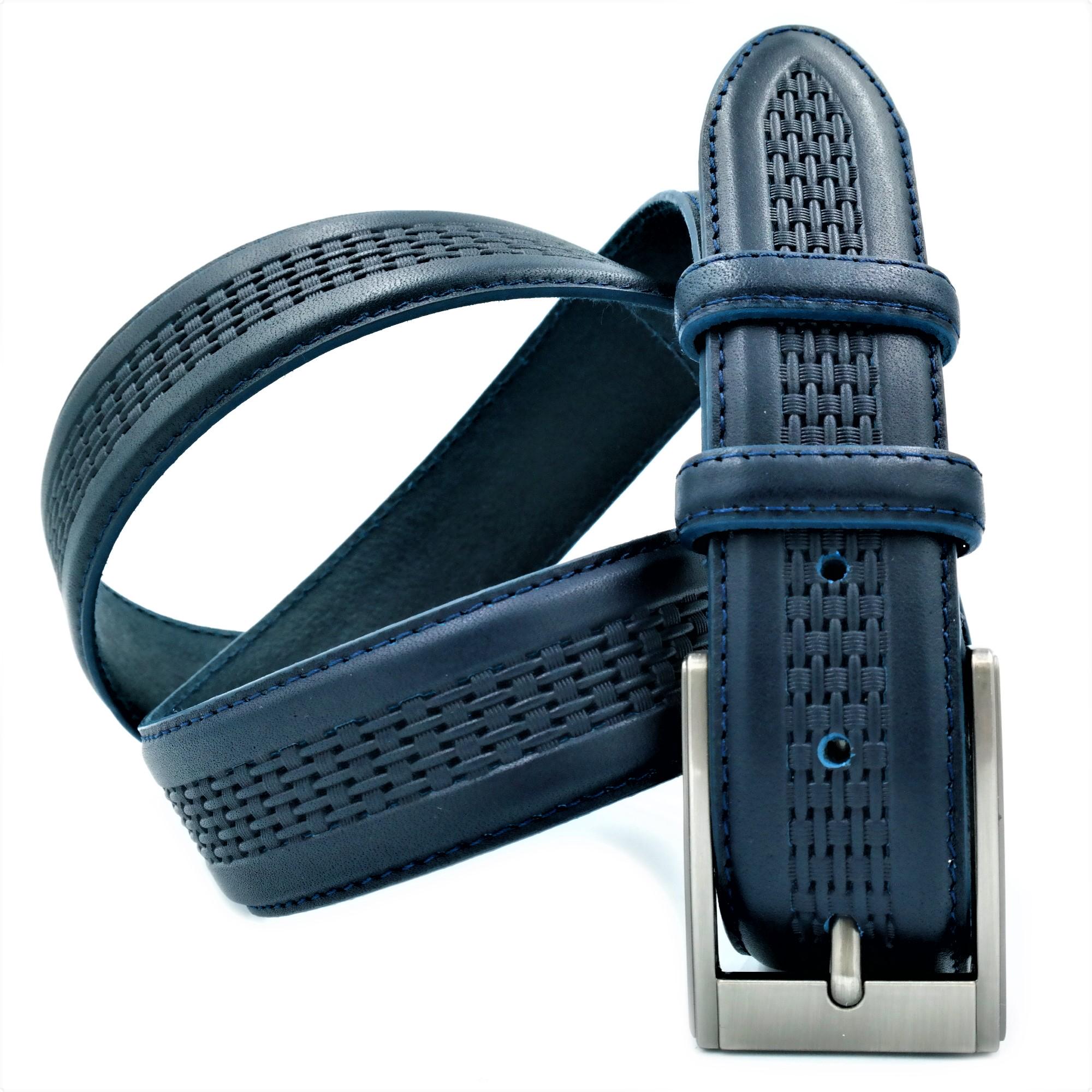 Ремінь Weatro шкіряний Темно-синій (0333k-3.5tur)