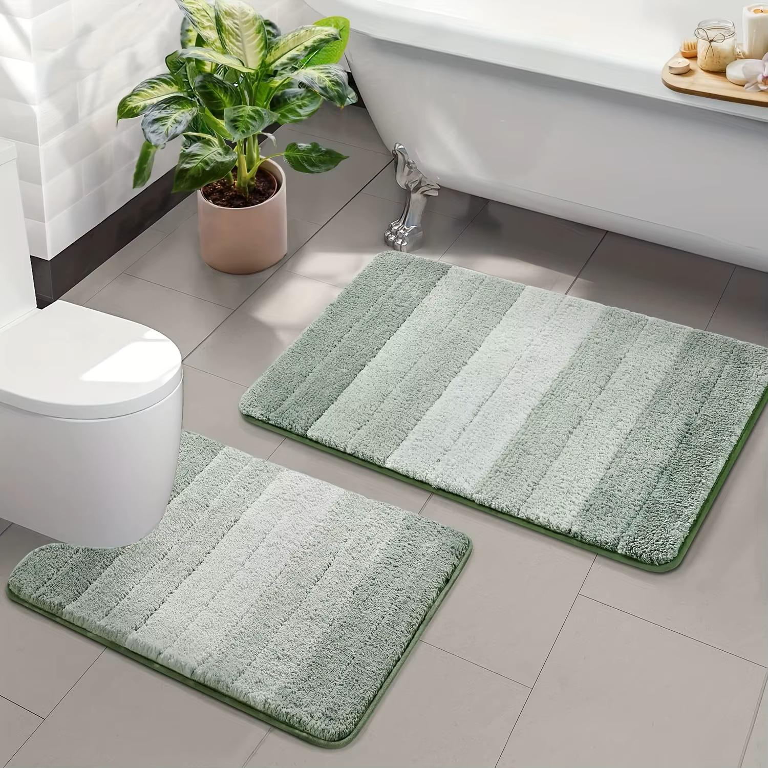 Набір килимків для ванної кімнати з пухнастої мікрофібри Soft Comfort 80х50 та U-подібний 2 шт. 50х40 см Зелений (7802897)