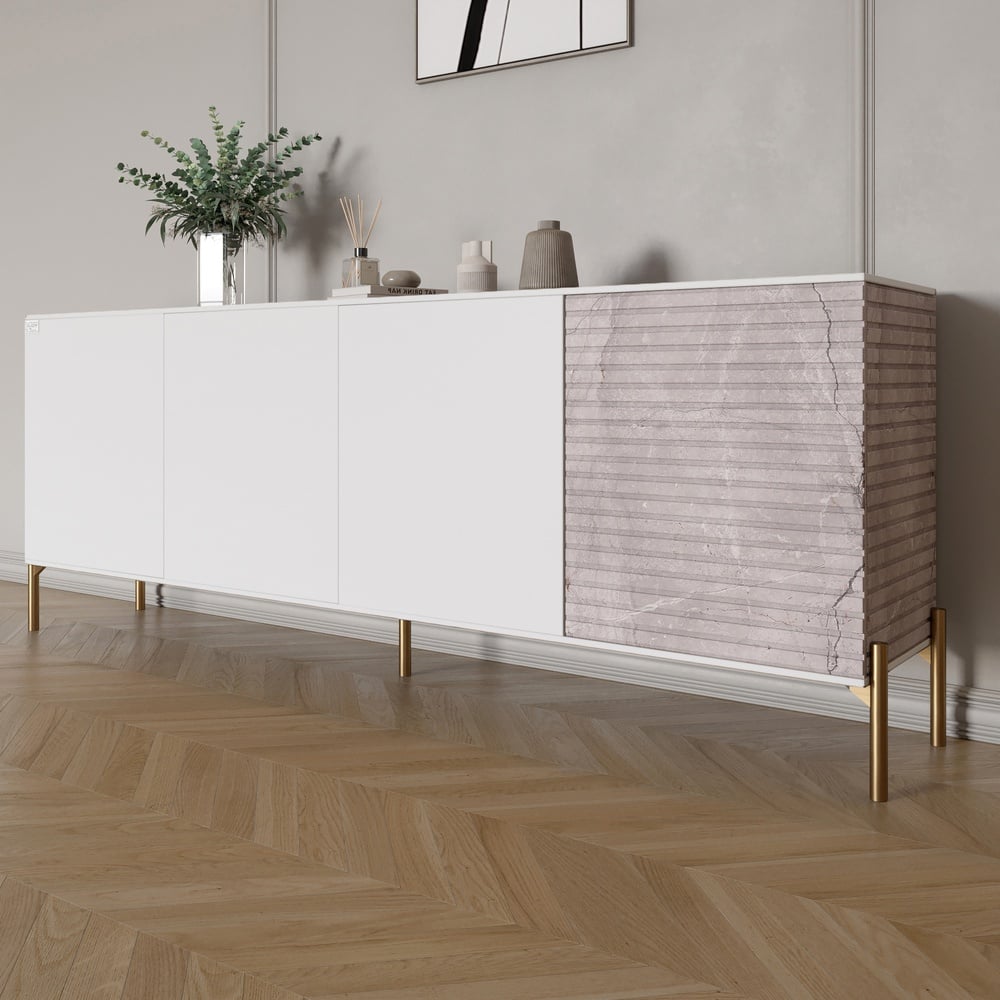 Комод Lion Грей 204x38x76,5 см Нимфея Альба/Камень (LION-042711)