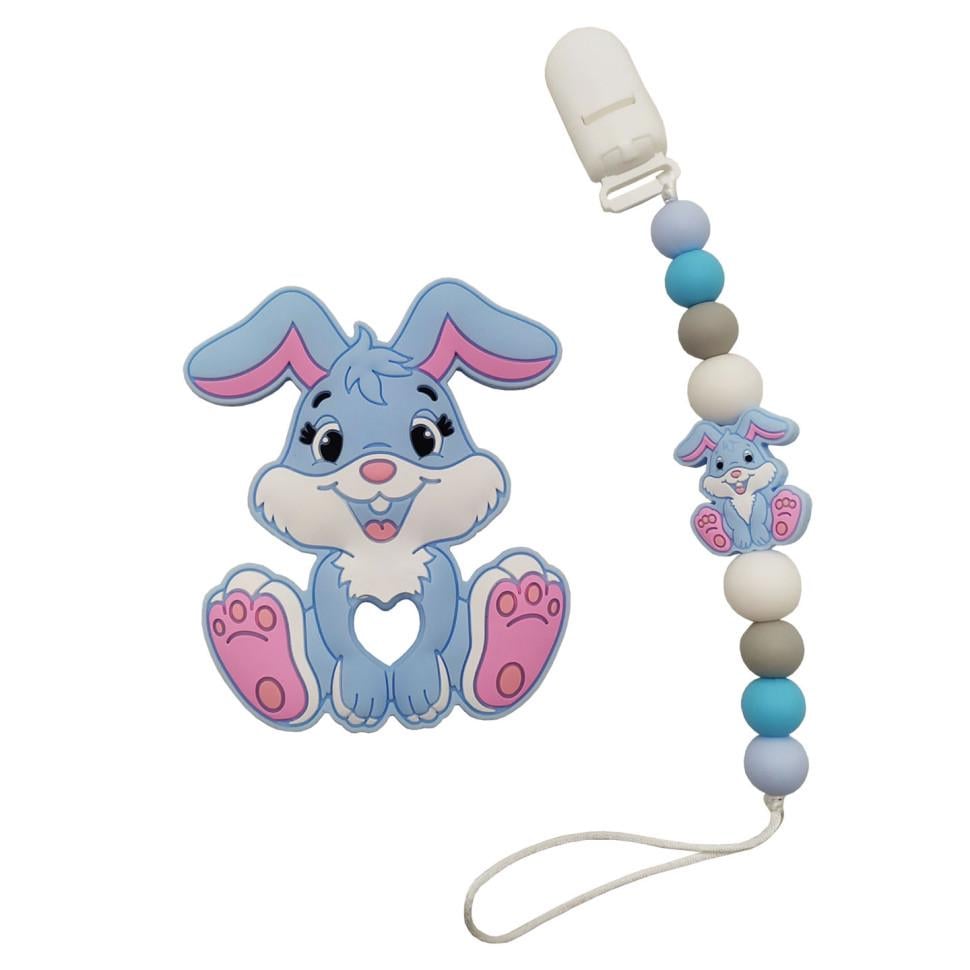 Прорезыватель Зайка силиконовые бусы Синий (FR-132-R-84)