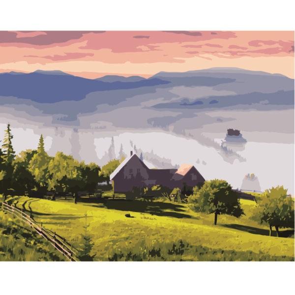 Набор для росписи по номерам Strateg Туман пейзаж 40х50 см (VA-2734-mt)