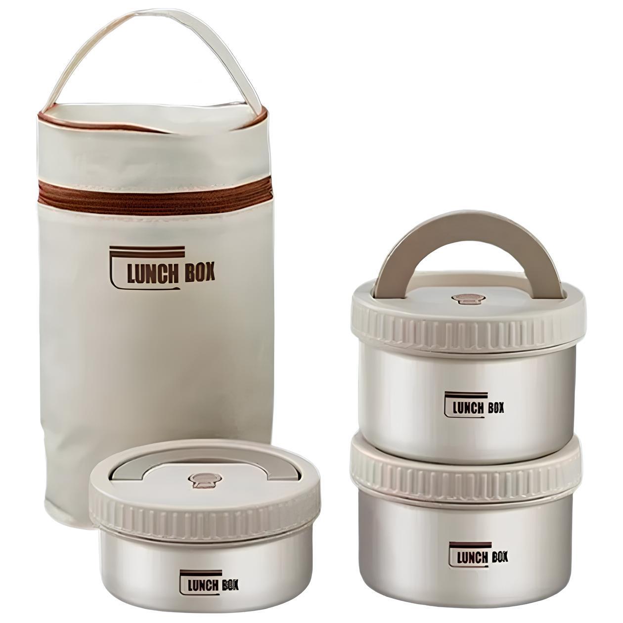 Ланч-бокс з термосумкою з нержавіючої сталі Бежевий (2549773091)