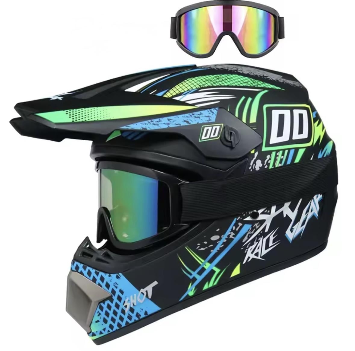 Мотошлем для бездорожья Cross-Enduro с очками кросс/эндуро (0062/2 -M-)