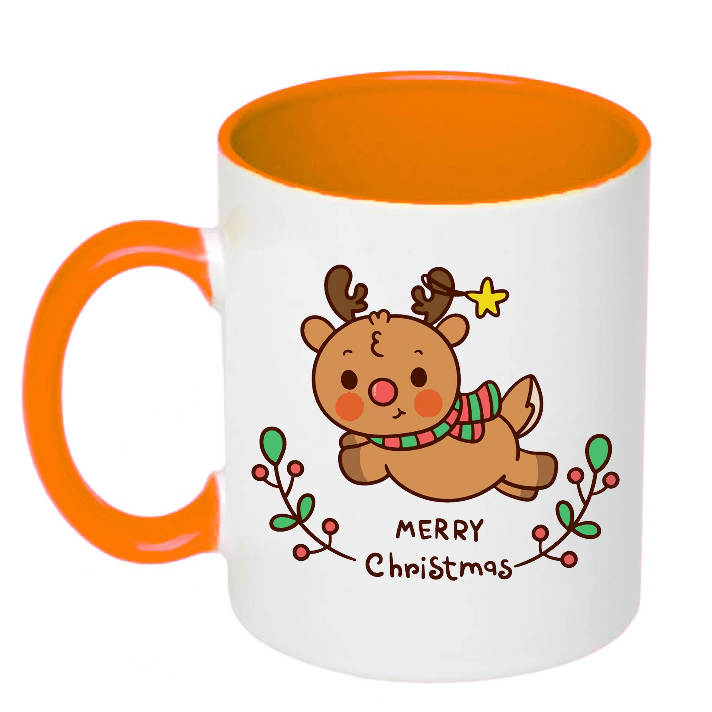 Чашка з друком Marry Christmas deer 330 мл Помаранчевий (21269)