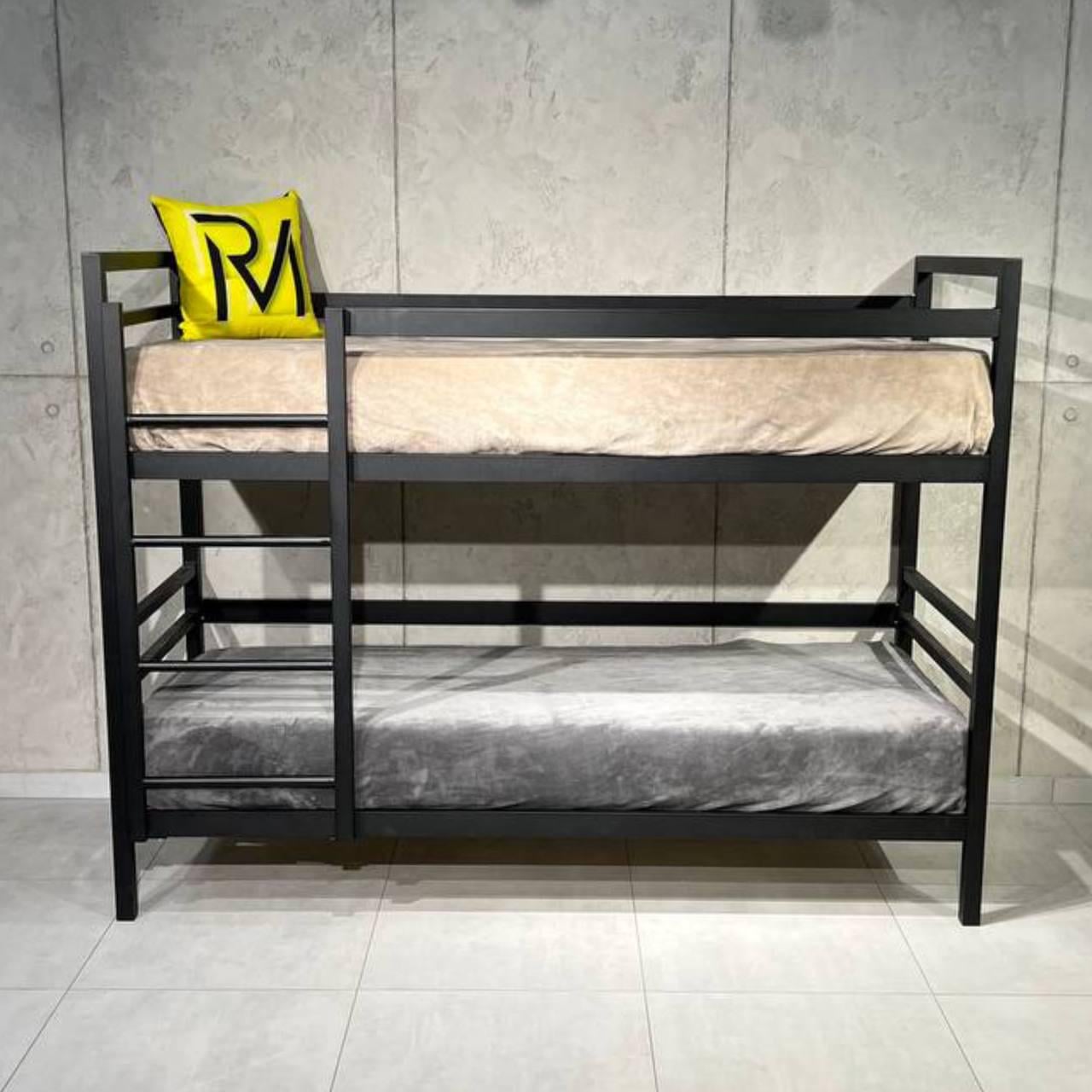 Кровать односпальная двухъярусная в стиле Loft металлическая (000089058)